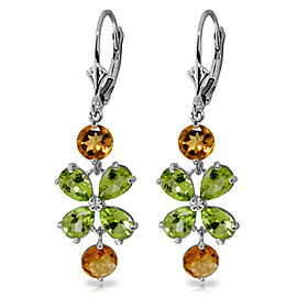 5.32 CTW 14K Solid White Gold Chandelier Earrings Peridot Citrine