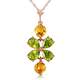 3.15 CTW 14K Solid Rose Gold Necklace Peridot Citrine