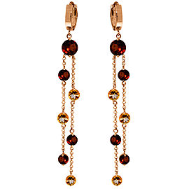 14K Solid Rose Gold Chandelier Earrings with Garnets & Citrines