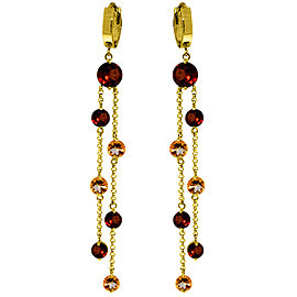 8.99 CTW 14K Solid Gold Salute Garnet Citrine Earrings