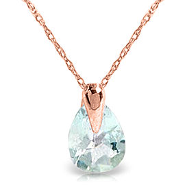 0.68 CTW 14K Solid Rose Gold Necklace Natural Aquamarine