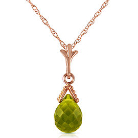 2.5 CTW 14K Solid Rose Gold Necklace Briolette Peridot