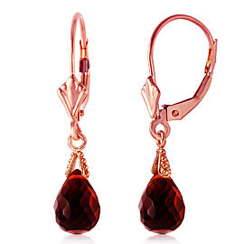 4.5 CTW 14K Solid Rose Gold Leverback Earrings Briolette Garnet