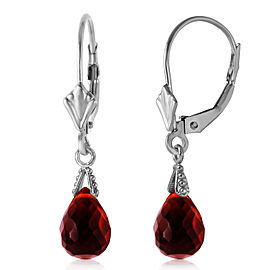 4.5 CTW 14K Solid White Gold Leverback Earrings Briolette Garnet