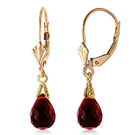 4.5 CTW 14K Solid Gold Leverback Earrings Briolette Garnet