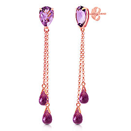 7.5 CTW 14K Solid Rose Gold Drop Earrings Square Cut Amethyst