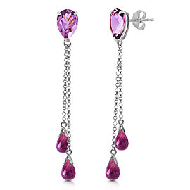 7.5 CTW 14K Solid White Gold Heart Can't Forget Amethyst Earrings