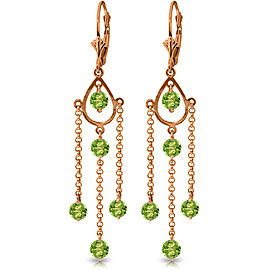 14K Solid Rose Gold Chandelier Earrings with Natural Peridots