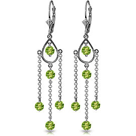 3 CTW 14K Solid White Gold Washington Square Peridot Earrings