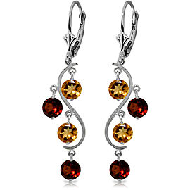 4.6 CTW 14K Solid White Gold Homage To Love Garnet Citrine Earrings