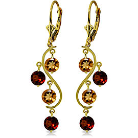 4.6 CTW 14K Solid Gold Grape Garnet Citrine Earrings