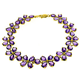 20.7 CTW 14K Solid Gold Bracelets Natural Amethyst