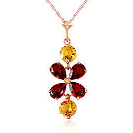 3.15 CTW 14K Solid Rose Gold Necklace Garnet Citrine