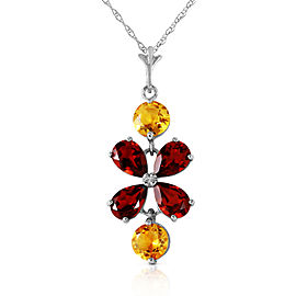 3.15 CTW 14K Solid White Gold Opposites Attract Garnet Citrine Necklace