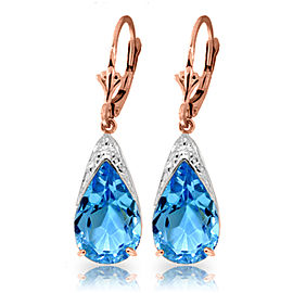 12 CTW 14K Solid Rose Gold Ocean Blue Topaz Earrings