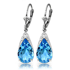 12 CTW 14K Solid White Gold Lifetime You Blue Topaz Earrings