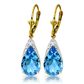 12 CTW 14K Solid Gold Bluette Blue Topaz Earrings