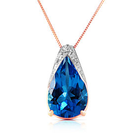 6 CTW 14K Solid Rose Gold Ocean Blue Topaz Necklace