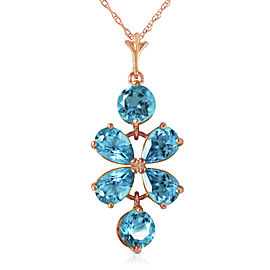 3.15 CTW 14K Solid Rose Gold Petals Blue Topaz Necklace