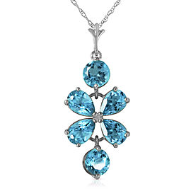 3.15 CTW 14K Solid White Gold Dare To Dream Blue Topaz Necklace