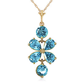 3.15 CTW 14K Solid Gold Passione Blue Topaz Necklace