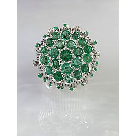 14K White and Yellow Gold Emerald Round Diamond Ring