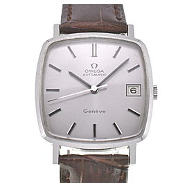 OMEGA Geneva Stainless Steel Leather Silver Dial Automatic Watch LXGJHW-176