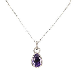 14K White Gold 2.87ct Amethyst and .12ct Diamond Necklace