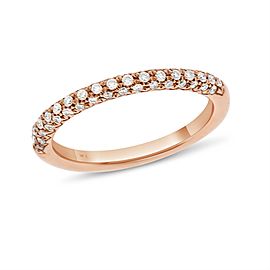 14k Rose Gold 0.30ct. Diamond Pave Rounded Wedding Band Size 6.5