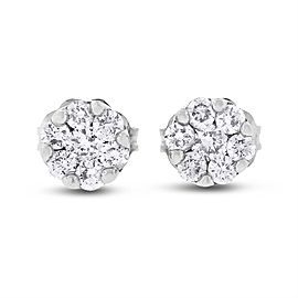 14k White Gold 0.42 Ct. Natural Diamond Mini Flower Floral Stud Earrings