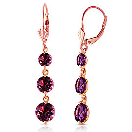 7.2 CTW 14K Solid Rose Gold Amethyst Leverback Earrings