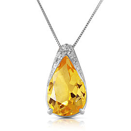 5 CTW 14K Solid White Gold Necklace Natural Citrine