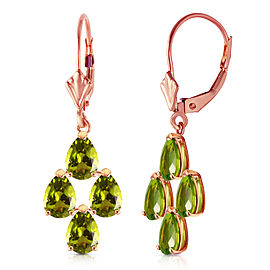 4.5 CTW 14K Solid Rose Gold Peridot Spring Earrings