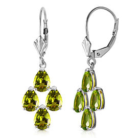 4.5 CTW 14K Solid White Gold Loving Peridot Earrings