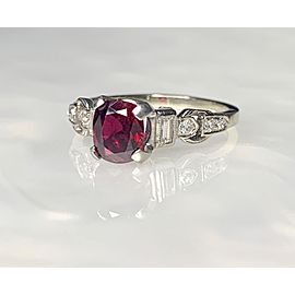 14K White Gold Cushion Cut Ruby Engagement Diamond Ring