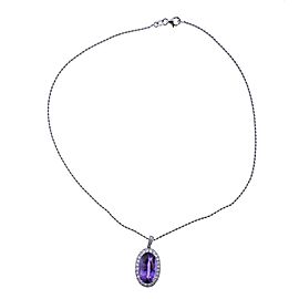 Amethyst Diamond Gold Pendant Necklace