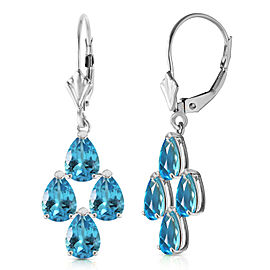 4.5 CTW 14K Solid White Gold Yield Blue Topaz Earrings