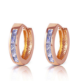 0.95 CTW 14K Solid Rose Gold Huggie Hoop Earrings Tanzanite