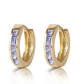 0.95 CTW 14K Solid Gold Huggie Hoop Earrings Tanzanite