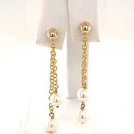 Akoya Pearl Earrings 14 KT Gold 6.37 mm Certified $890