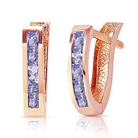 0.95 CTW 14K Solid Rose Gold Tanzanite Huggie Oval Earrings