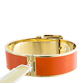 Michael Kors Orange Steel Buckle Gold Engraved & Enamel Bracelet