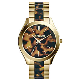 Michael Kors MK4284 Runway Gold-Tone Steel Tortoise Acetate Dial Women's Watch