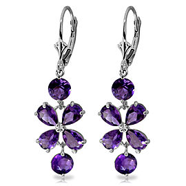 5.32 CTW 14K Solid White Gold Earthly Delight Amethyst Earrings