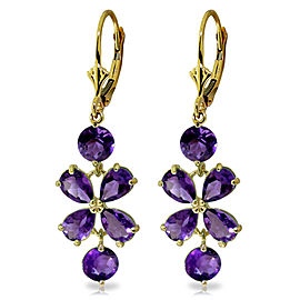 5.32 CTW 14K Solid Petals Amethyst Earrings