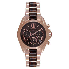 Michael Kors MK5944 Chrono Rose Gold-Tone Brown Acrylic Bracelet Womens Watch