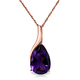 14K Solid Rose Gold Necklace with Natural Purple Amethysts