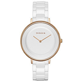 Skagen SKW2316 Gold Tone Stainless Steel & Ceramic White Dial Quartz 38mm Women's Watch