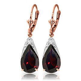 10 CTW 14K Solid Rose Gold Leverback Earrings Natural Garnet