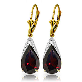 10 CTW 14K Solid Gold Leverback Earrings Natural Garnet